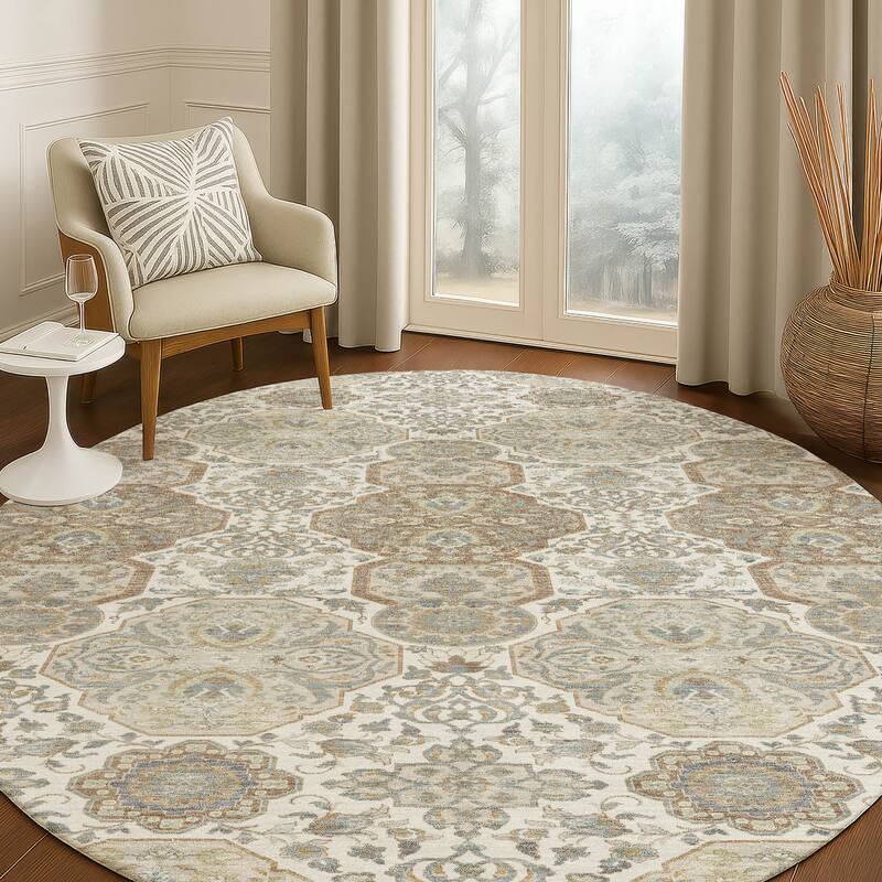 Machine Washable Indoor/ Outdoor Global Budden Chantille Rug
