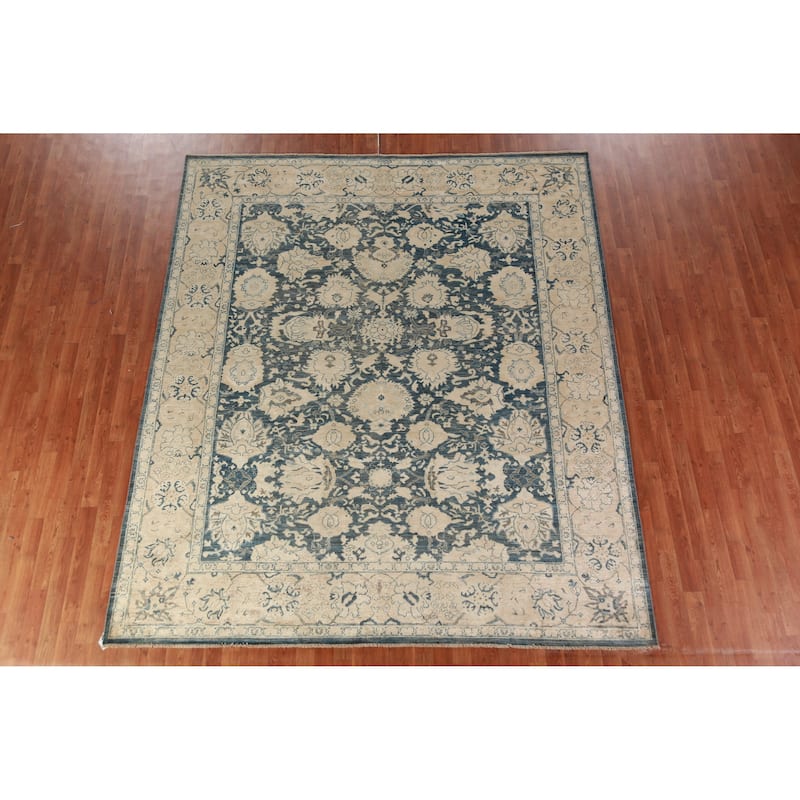 Blue Vegetable Dye Ziegler Oriental Area Rug Hand-Knotted Wool Carpet - 8'4"x 9'9"