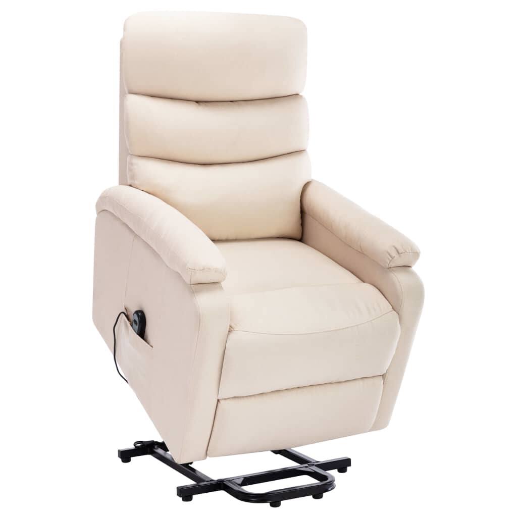 vidaXL Power Lift Massage Recliner Cream Fabric - 28.7" x 35.6" x 40.4"