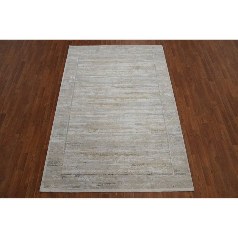 Machine Made Oriental Polyester Carpet Abstract Multi-Colored Distressed Area Rug - 7' 5'' X 5' 2''