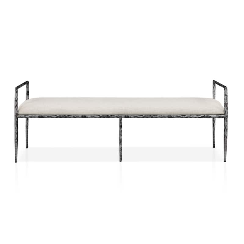 247 Shop At Home Lalia Modern 59-inch Metal Padded Upholstered Accent Bench