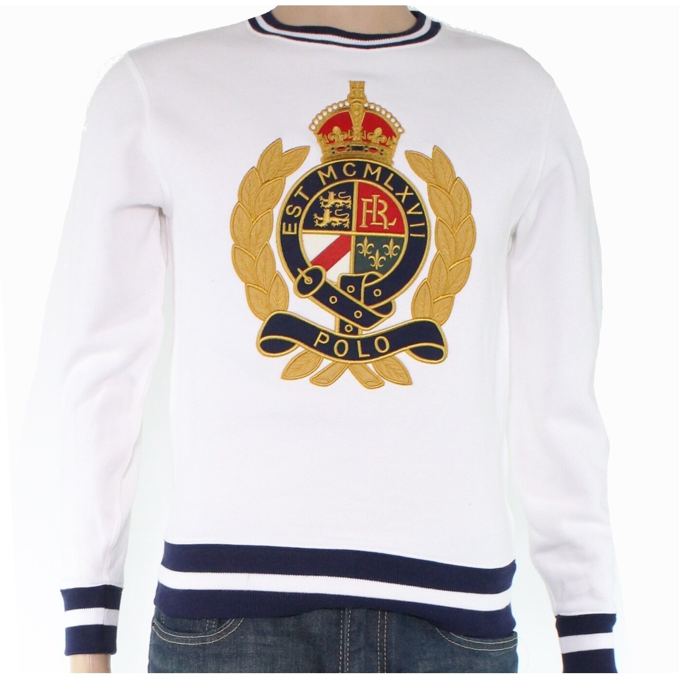 ralph lauren white crew neck sweater