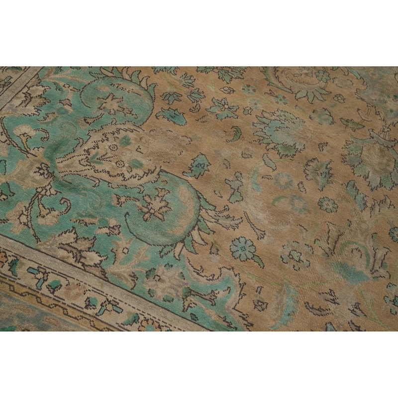 Hand Knotted Oriental 100% Wool Carpet Traditional Floral Oranges & Rust Tabriz Area Rug - 13' 1'' X 9' 7''