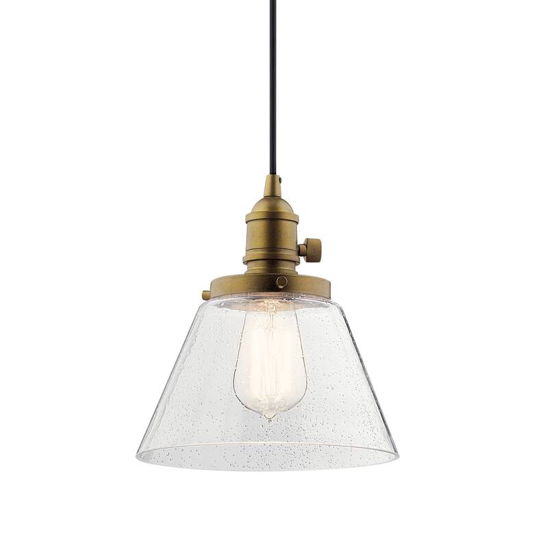 Kichler Avery Single Light 8" Wide Mini Pendant with Tapered Clear - Natural Brass