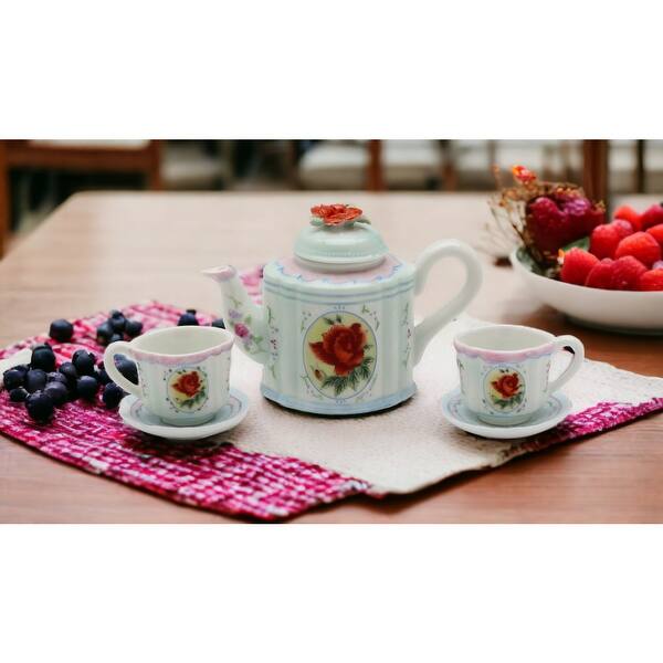 Red Rose Tea Insert Ceramic Red Rose Mini Tea Set 5 Piece Mom Friend - 3oz, 6oz - Bed Bath ...