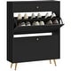 preview thumbnail 2 of 25, HOMCOM Narrow Shoe Cabinet for Entryway, Modern Shoe Storage Cabinet with Wave-like Panels, 2 Flip Drawers