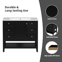 Open Restroom 36-inch Freestanding Bathroom Vanity Cabinet with 3 Drawers, 1 Door ...