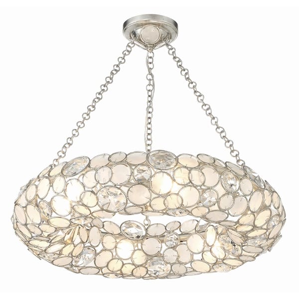 slide 2 of 6, Palla 6 Light Antique Silver Chandelier - 24"W x 5.25"H x 24"D