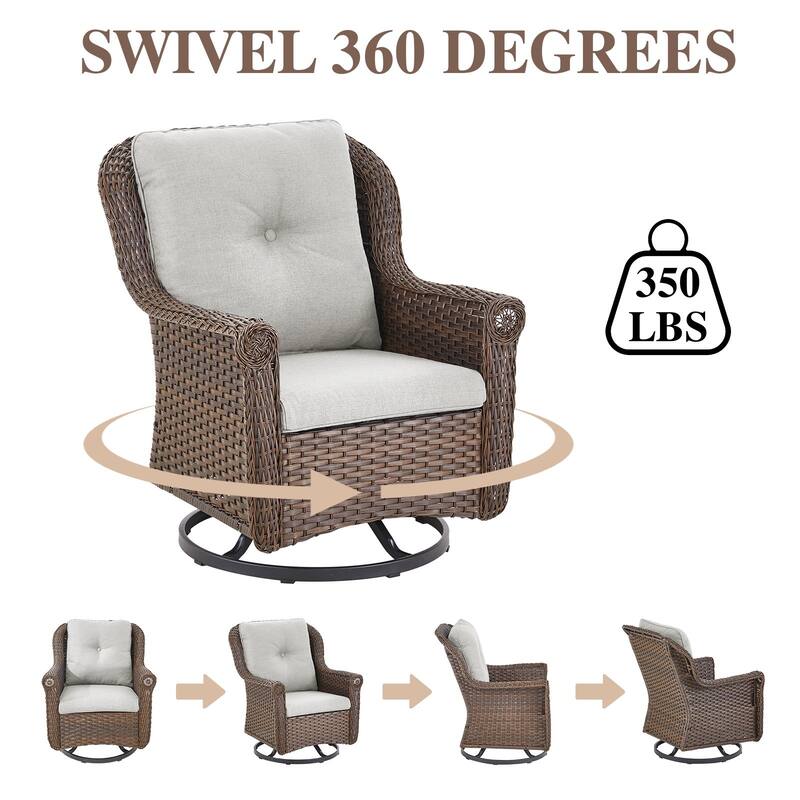 Pocassy Wicker Patio Conversation Set for Backyard