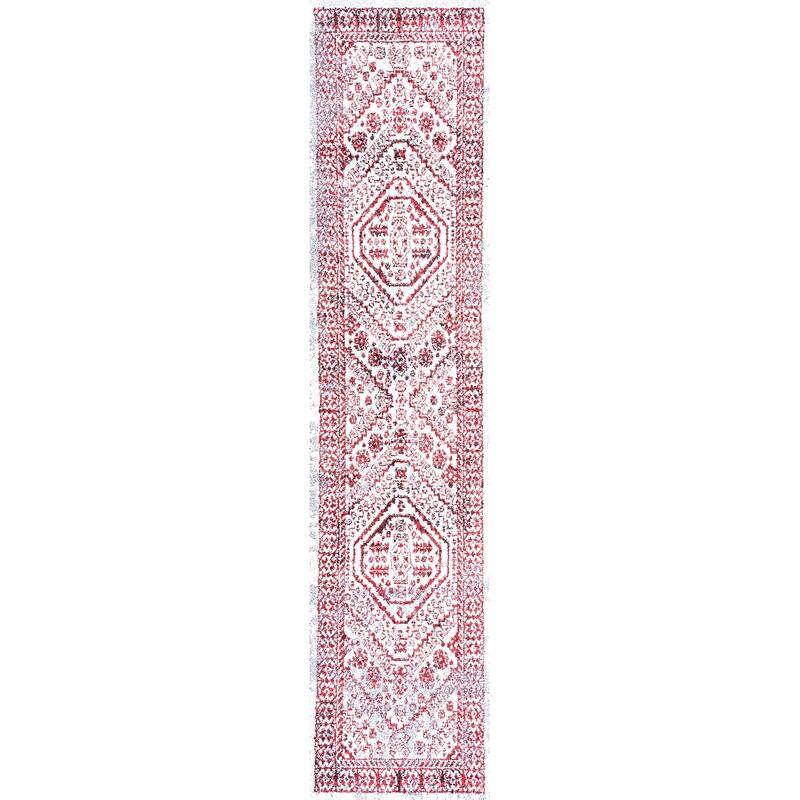JONATHAN Y Dhiya Cottage Medallion Area Rug - 2 X 10 - Red/Ivory