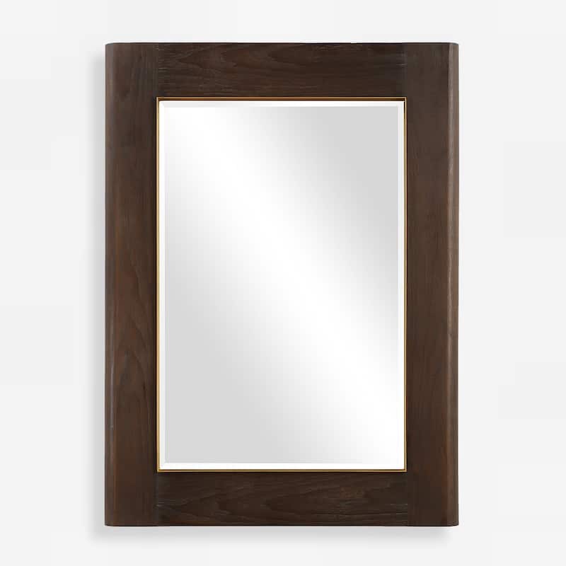 Framed Beveled Rectangular Wall Mirror - 45.5" - Brown