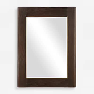 Framed Beveled Rectangular Wall Mirror - 45.5" - Brown