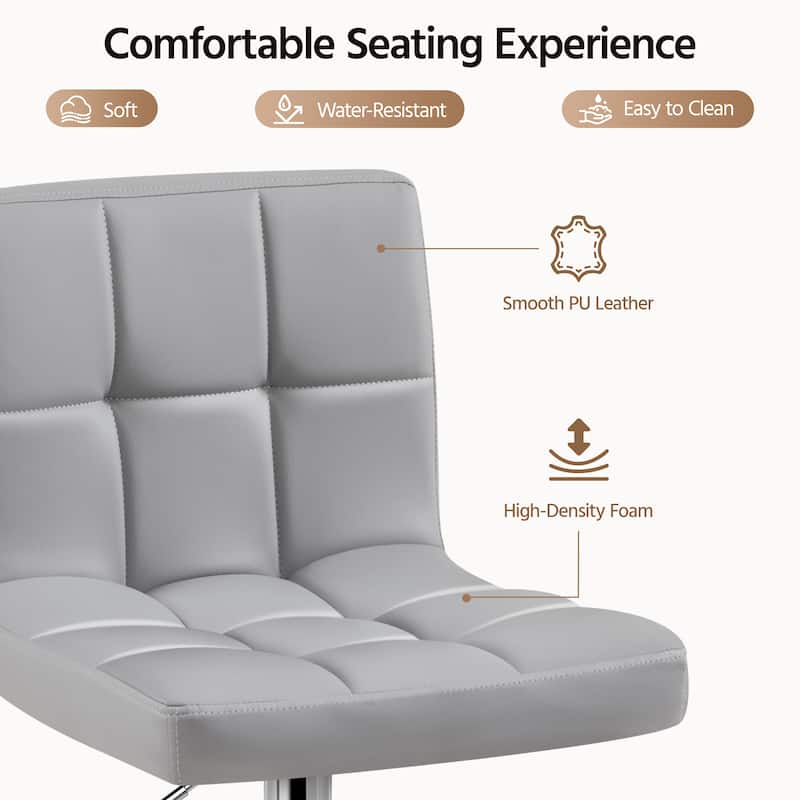 Yaheetech 2pcs Adjustable Modern Faux Leather Swivel Bar Chairs