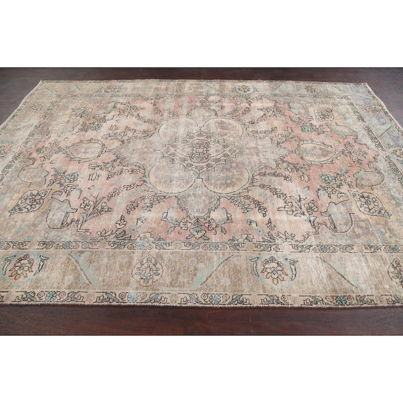 Muted Distressed Tabriz Persian Area Rug Wool Hand-knotted Carpet - 6'6" x 9'1"