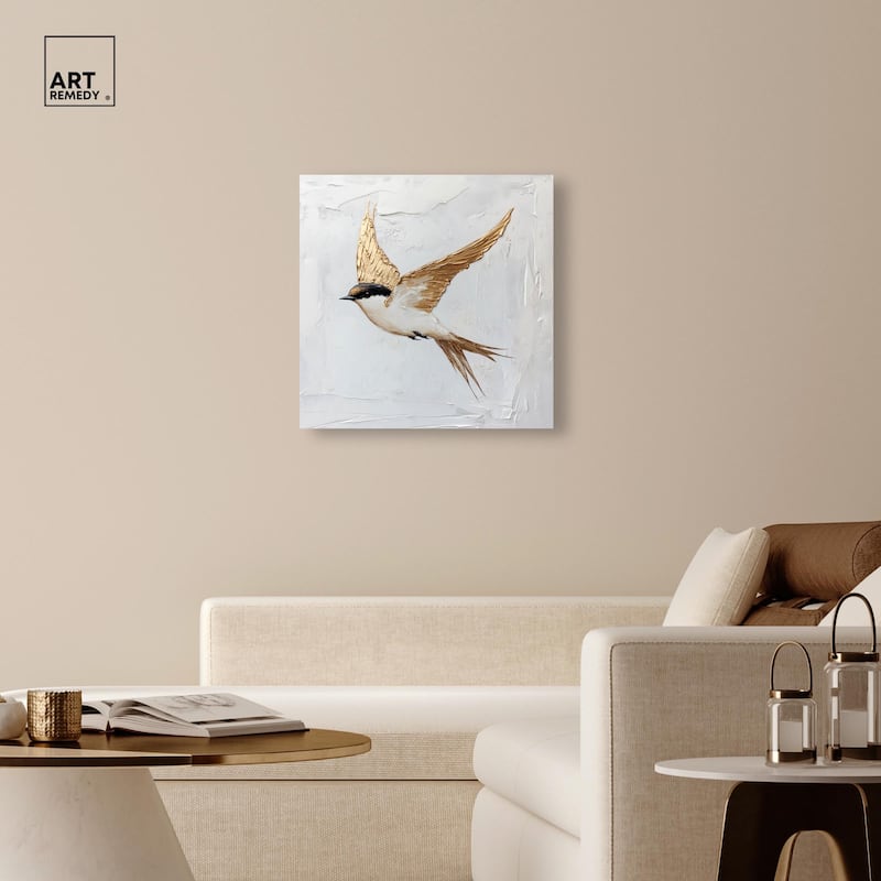 Simple Golden Swallow Canvas by Art Remedy, Gallery Wrapped
