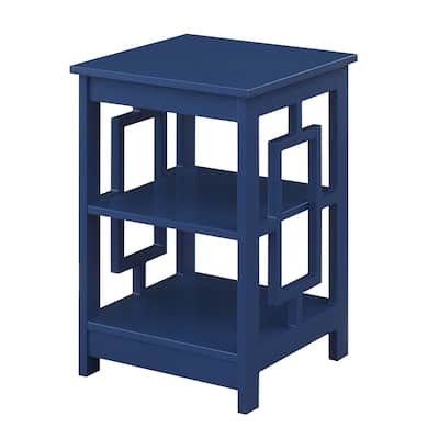 Town Square End Table with Two Tier Shelves and Open Frame Design, Transitional Accent Side Table for Living Room Storage
