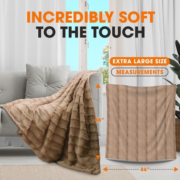 dimension image slide 17 of 31, Cheer Collection Faux Fur/ Microplush Reversible Throw Blanket