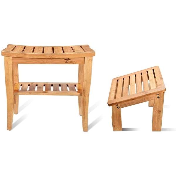 ToiletTree Products Deluxe Wooden Bamboo Shower Seat Bench with