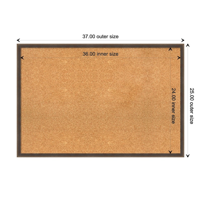 Hardwood Wedge Wood Framed Natural Corkboard Bulletin Board - Hardwood Wedge Mocha - Board Size 36x24