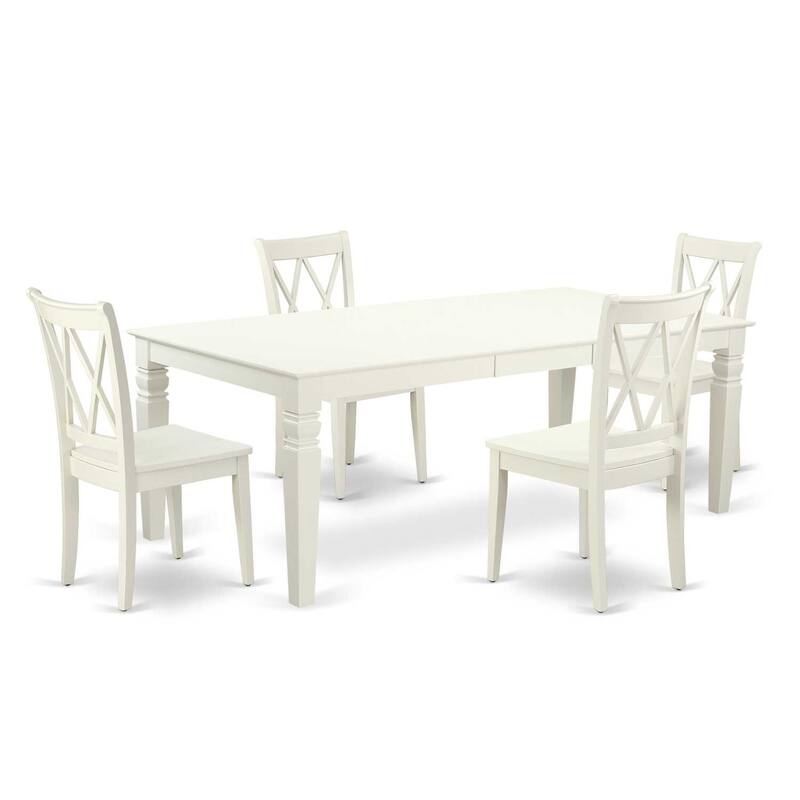 Rectangular Dining Table Set 5pc 66/84 Inch Table with 4 Double X Back Chairs