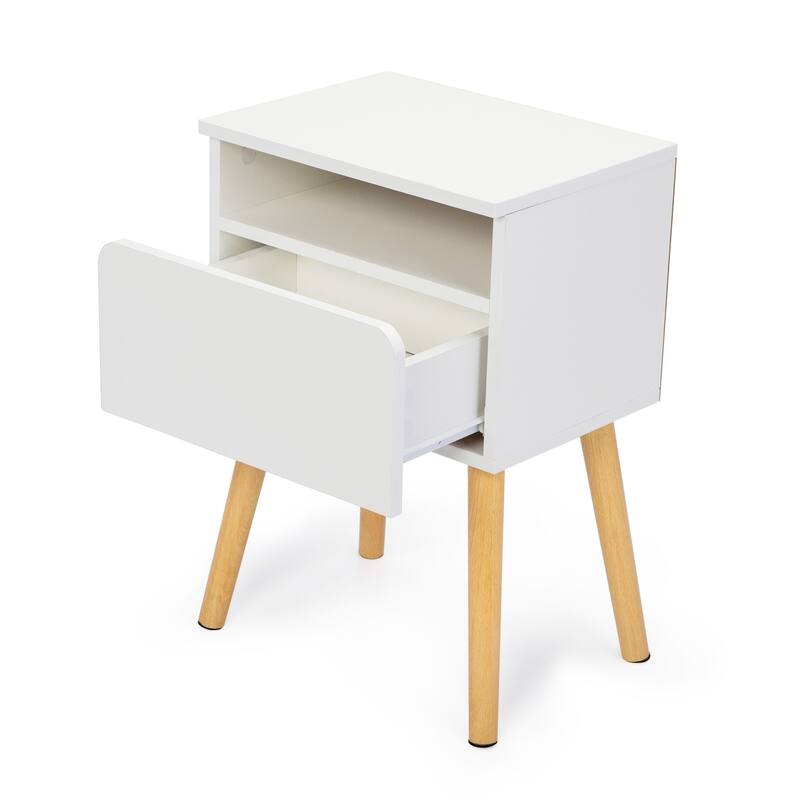 Two-Piece End Table Storage Cabinet, White Corner Table Entry Table