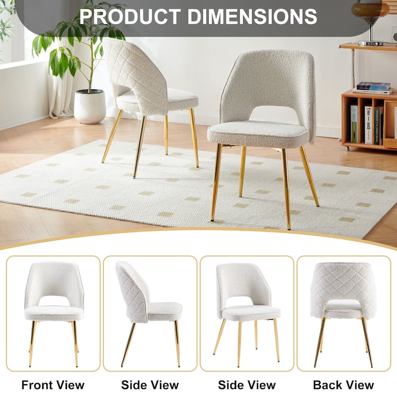 Grey Velvet Dining Chairs with Metal Legs and Hollow Back Upholstered Dining Chairs Set of 4