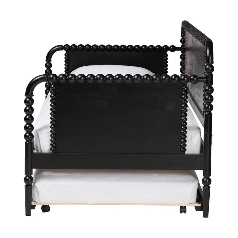 Lucera Bobbin Daybed with Rolling Trundle - Wooden Bed Frame with Turned Spindle Detailing, Classic Style Sofa Bed