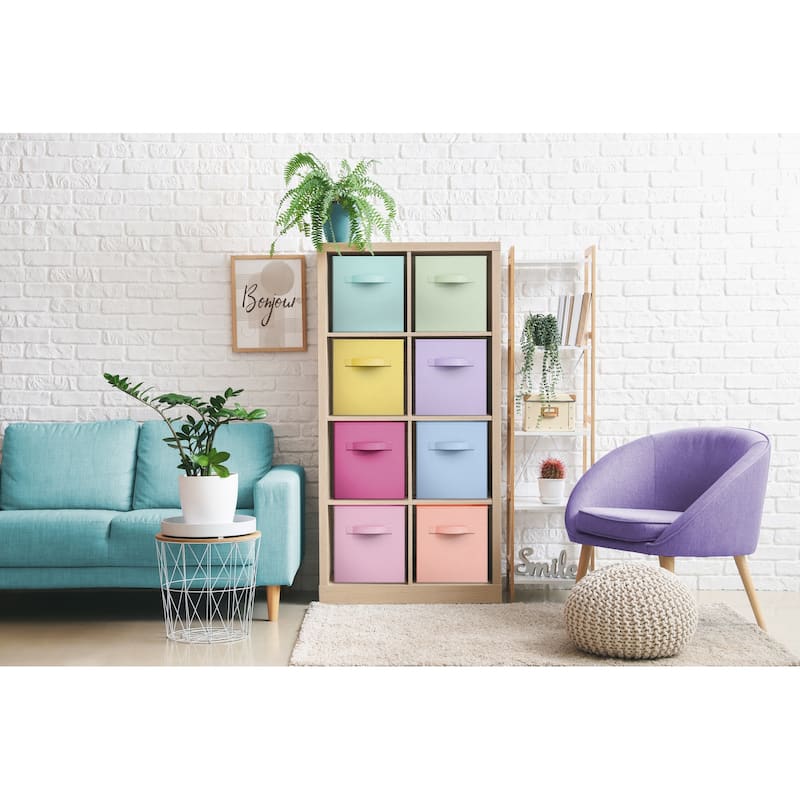 Sorbus Fabric Storage Bins 11" Foldable Cubes Multicolored With Handles For Pantry, Cubbies, Toy And Closet Organization- 8Pk