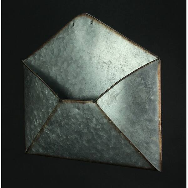 Shop Set Of 2 Galvanized Zinc Finish Envelope Wall Baskets
