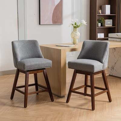 Counter Height Swivel Bar Stools with Backs, Set of 2