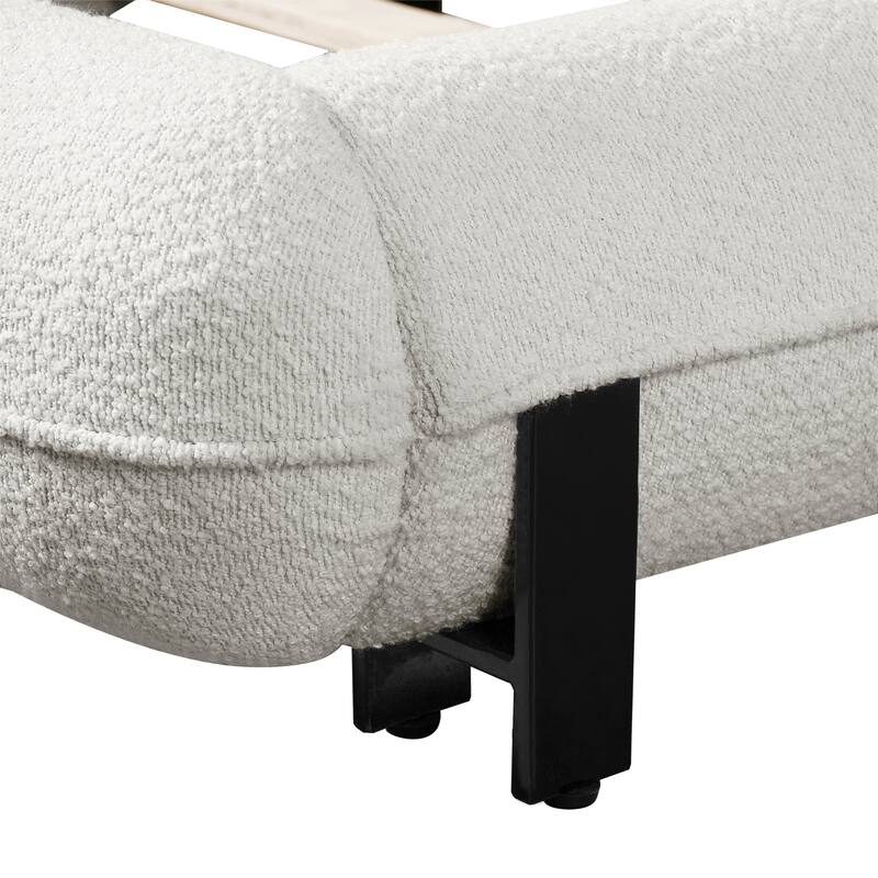 Christopher Knight Home - Williams Boucle Upholstered Bed Frame with Curve-Shaped Headboard