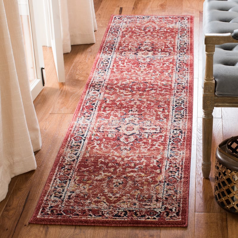 SAFAVIEH Charleston Prabha Vintage Boho Oriental Rug - 2' x 8' Runner - Red/Ivory