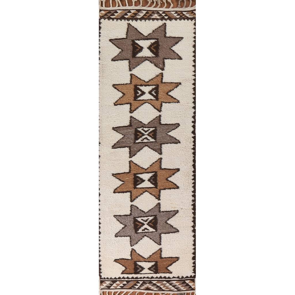 Tribal Anatolian Runner Rug Handmade Turkish Wool Carpet - 3'5"x 12'9"