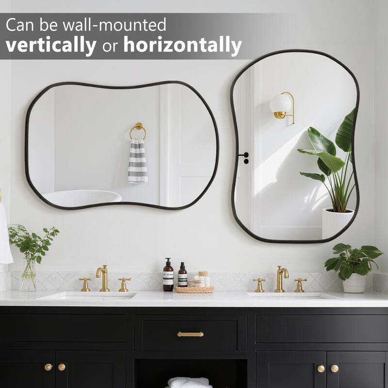 Gourd-Shaped Aluminum Alloy Framed Wall Mirror Asymmetrical Irregular Wall Mirror