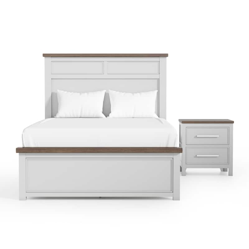 Furniture of America Althea Modern Farmhouse 2-Piece Wood Kids Panel Bed and Nightstand Set