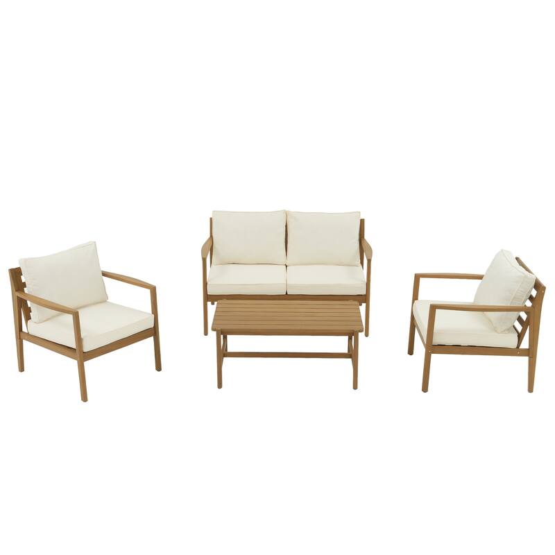 Outdoor 4 Piece Leisure Solid Wooden Chair Set