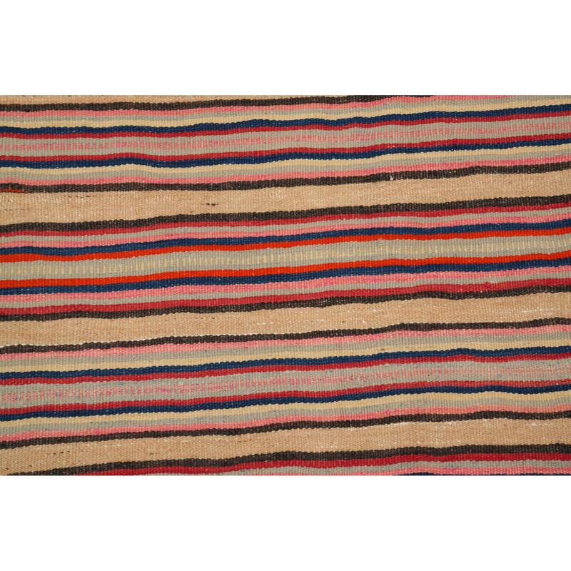 Hand Woven Oriental 100% Wool Carpet Southwestern Geometric Multi-Colored Kilim Area Rug - 8' 3'' X 4' 8''