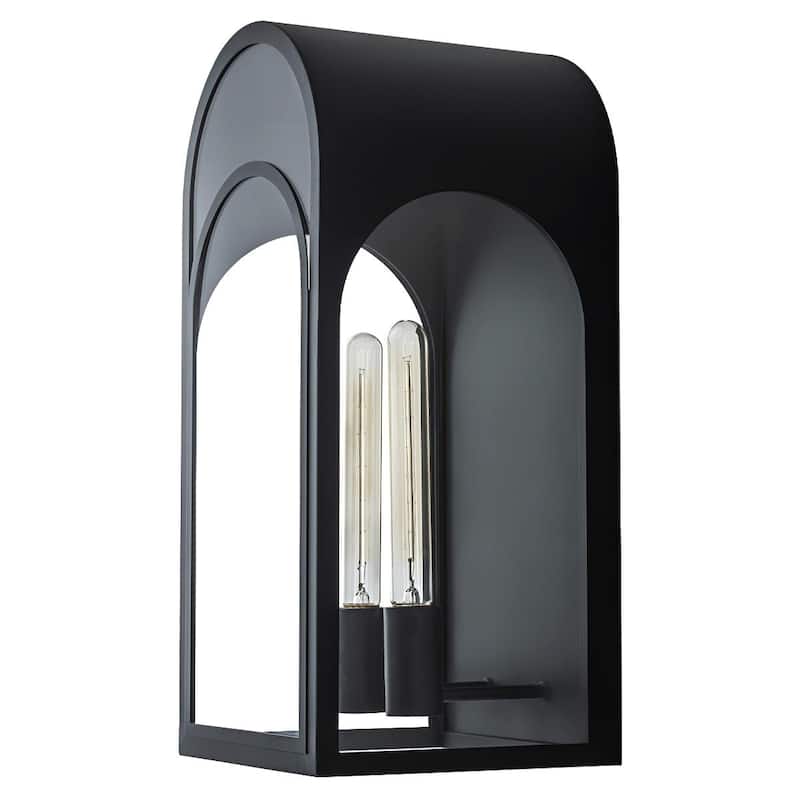 20 inch Large Outdoor Wall Lantern with Clear Glass - Black