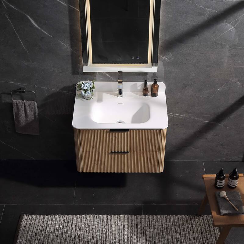 Modland 30" Wall-Mounted Bathroom Vanity with Acrylic Top Integrated Sink & Overflow