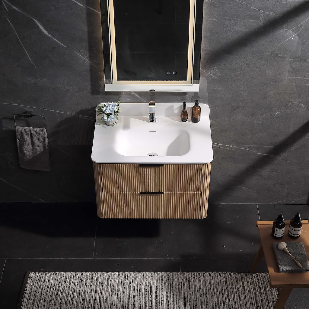 Modland 30" Wall-Mounted Bathroom Vanity with Acrylic Top Integrated Sink & Overflow