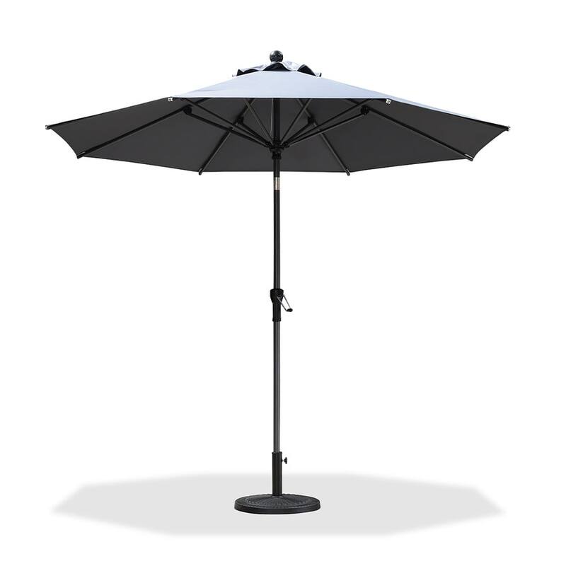 PURPLE LEAF Heavy-duty Crank and Tilt Table Umbrella Outdoor Patio Market Umbrella - 9ft-Light Grey