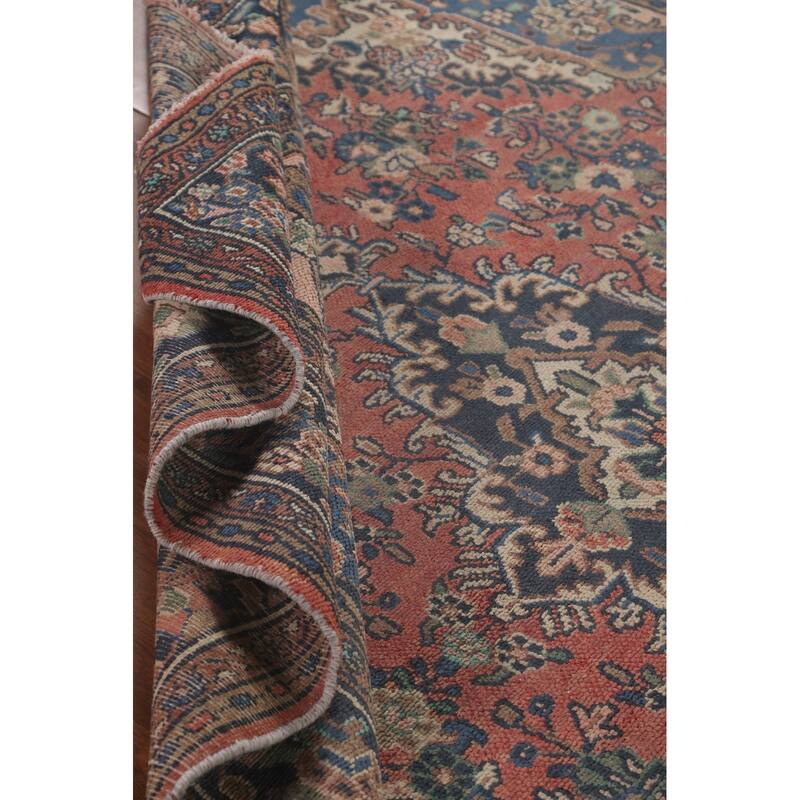 Hamedan Persian Vintage Rug Handmade Wool Carpet - 7'2"x 10'2"