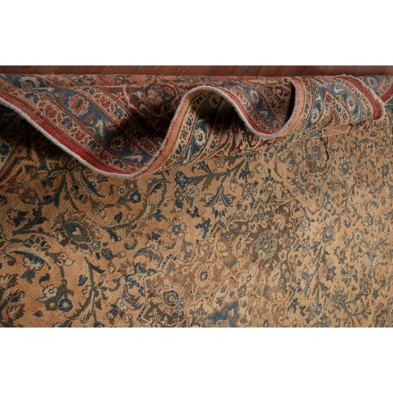 Traditional Mashad Vintage Persian Rug Hand-Knotted Wool Carpet - 9'8" x 12'5"