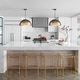 preview thumbnail 11 of 12, 1-Light Industrial Vintage Distressed Brass with Gold Leaf Dome Pot Lid Pendant Light/ Gold Kitchen Island Lighting