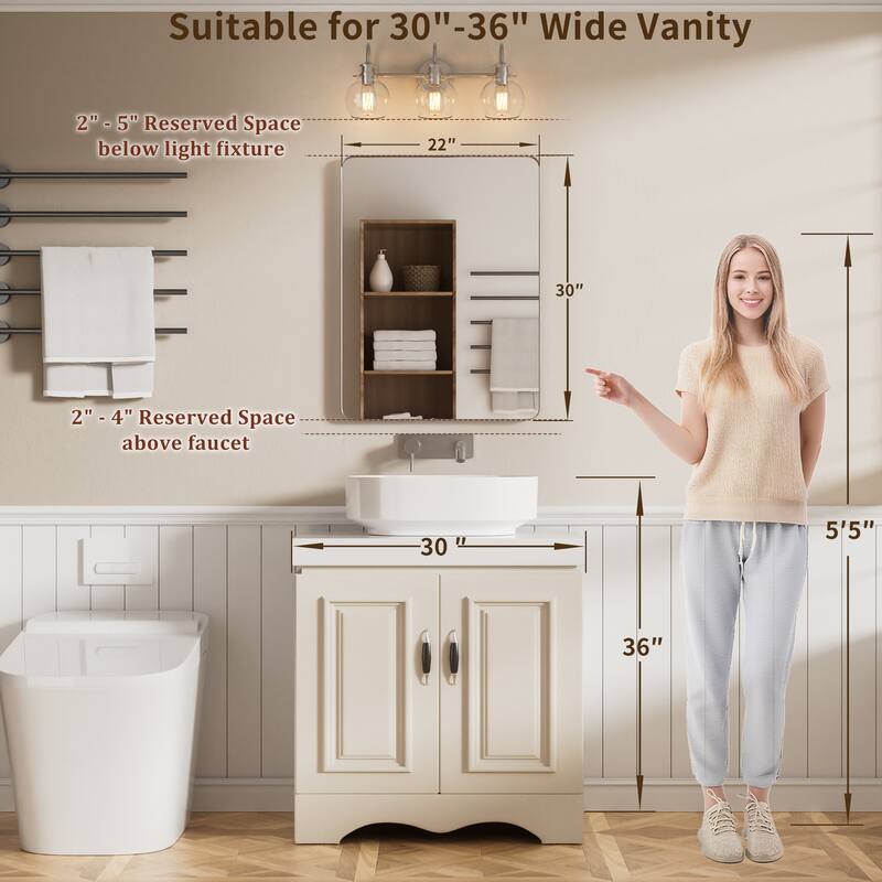 Modern Rounded Rectangle Metal Frame Wall Mirror