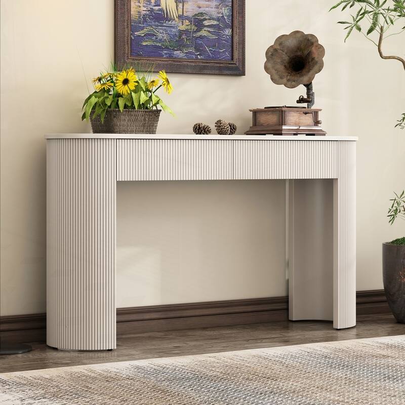 Oval Top Console Table with Storage