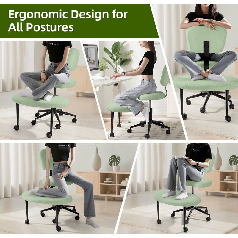 BOSSIN Adjustable Ergonomic Office Chair - Cross-Legged Kneeling Design for Meditation, Yoga Support with Wheels,Back Rest,White