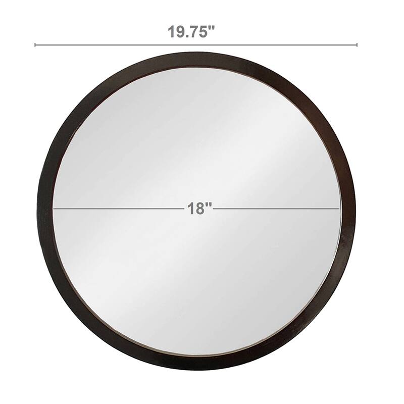 20" x 20" Circle Wall Mirror with Wooden Frame and Black Finish