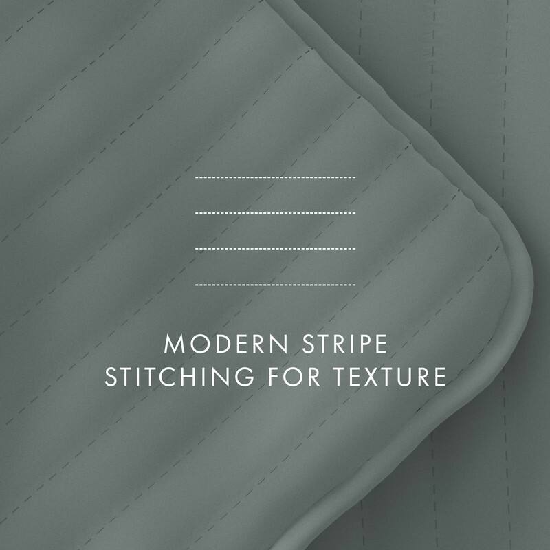 Soft Essentials All Season 3 Piece Stripe Stitch Quilt Set with Shams