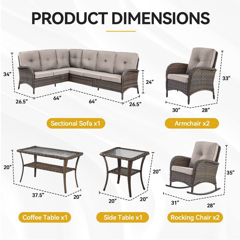 Outdoor Sectional Sofa with Cushion Funiture Set